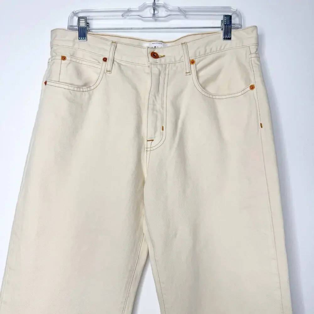 SLVRLAKE Pheonix Winter Ecru Straight Mid Rise Jeans Cream Off White